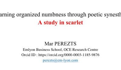 Pérezts, M. (2022). Unlearning organized numbness through poetic synesthesia: A study in scarlet. Management Learning, 53(4), 652–674.