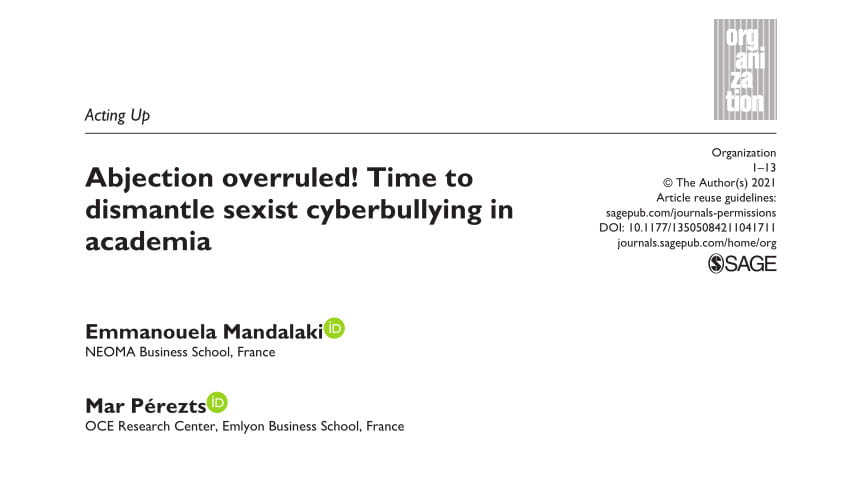 Abjection overruled! Time to dismantle sexist cyberbullying in academia